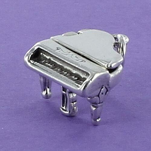 Grand Piano Charm Sterling Silver for Bracelet Music Open Lid Pianist Musician Cute Qualitative Charm