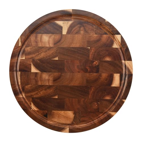 Sirxlevcy de Cortar de Grano de Madera de Bloque de Carnicero de Madera para Cortar Carne Tablero Grueso de Madera de Cortar de Madera Redondas