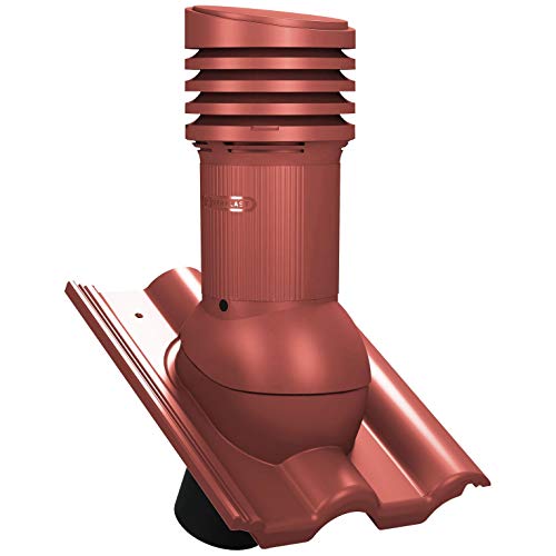 Preisvergleich Produktbild Entlüfterkamin EVO DN125 für Braas - Frankfurter, Benders - Mecklenburger, ProDach - Doppelrömer Dachziegel Dachlüfter Lüfter (RAL 3009 - Rot)