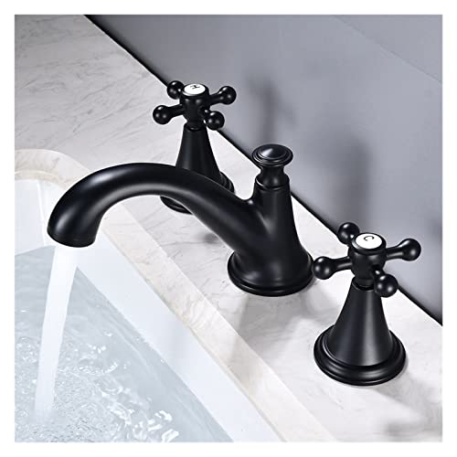 Robinet montage sur pont noir mitigeur salle de bain trois trous eau chaude et froide vasque