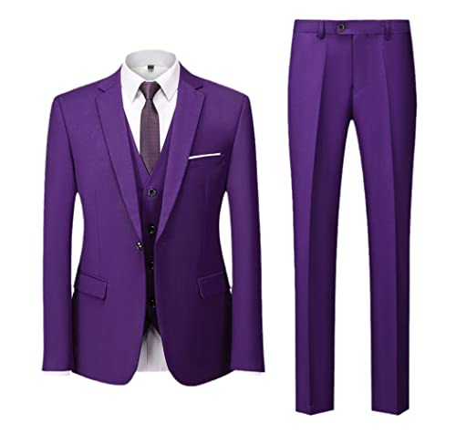 Costume 3 pièces homme de coupe tailleur violet foncé taille M aux finitions haut de gamme