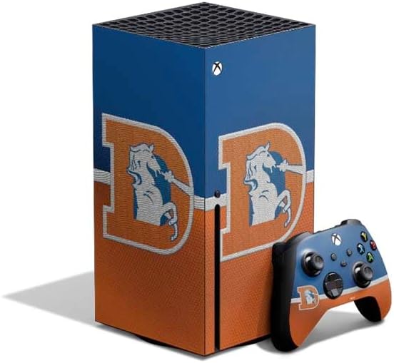 Skinit Decal Gaming Skin Compatible with Xbox Series X Bundle - Officially Licensed NFL Denver Broncos Vintage Design