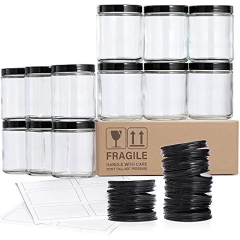 AOZITA 12 Pack 8 OZ Glass Jars Cover