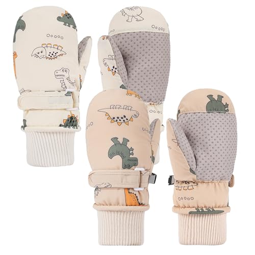 Yoofoss Guantes de Esquí para Niños Guante Nieve Térmico de Invierno Resistentes a Prueba de Viento Guante Deportivo Antideslizante para Exteriores Adecuado para Niñas Niños de 4-8 Años