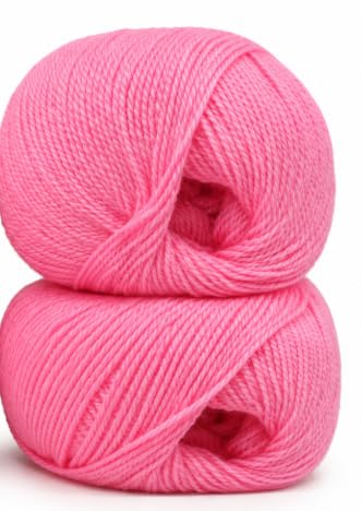 Image of Pink Knitting Yarn Oon Set of 2 Soft Acrylic Crochet Yarn Balls for Knitting, Crochet, DIY Craft Projects, Sweaters, Scarves, Baby Clothing, Handmade Art & Craft Supplies