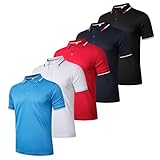 Gaiatiger 5 Pack Mens Polo Shirts Breathable Moisture Wicking Work Polo T Shirts Casual Tops Short Sleeve Golf Shirts Sports Tee,P8512-5,BlackWhiteNavyRedLightBlue,XL