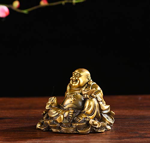 Brabud Brass Sitting Laughing Buddha With Money Frog Protect House Peace Wealth Decoration Tq163 #TOP6