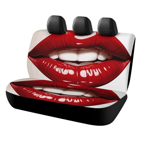 Housses de siège arrière de voiture durables universelles motif lèvres rouges faciles à installer