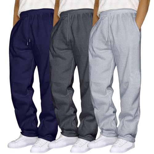 Mens 3 Pack Sweatpants Baggy Running Sports Pants Elastic Waist Drawstring Jogger Sweatpants Loose Casual2