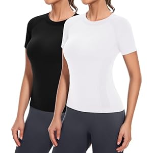 MathCat Workout Tops for Women Short Sleeve,Seamless Workout Shirts for Women, Yoga Athletic Shirts Gym Running Shirts