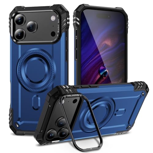 Coque iPhone 17 avec support solide bleu antichoc housse silicone rigide de protection