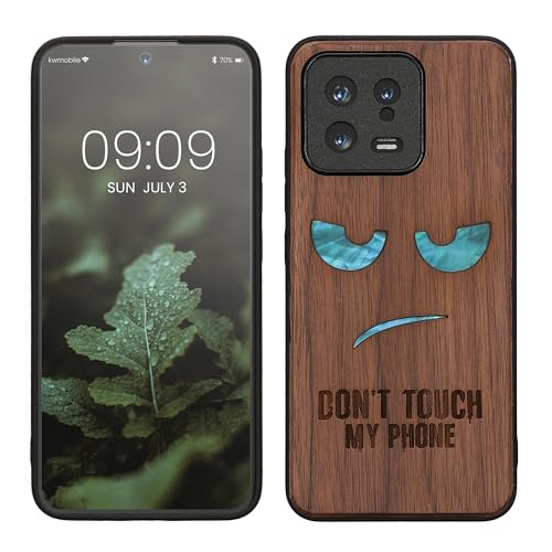 kwmobile Hülle kompatibel mit Xiaomi 13 5G Hülle - Holz Case - Handy Cover - TPU Handyhülle in Dunkelbraun Perlmut Nicht...