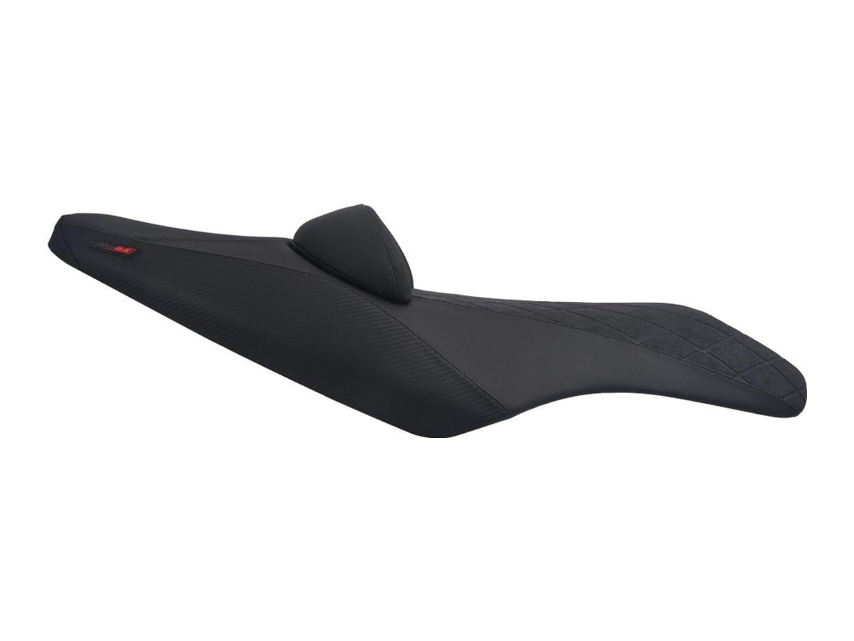 Housse de Selle Compatible avec Yamaha T-Max 500/530 2008-2016 Noire avec Coutures Noires