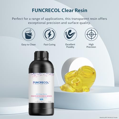 Image of 3D Printer Resin, 16K High Transparent Resin, High Precision & Clear 3D Printing Photopolymer Resin, 405nm Fast UV-Curing Resin for LCD /DLP /MSLA 3D Printer, Clear Yellow 1000g