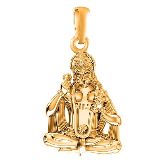 Pendentif Lord Bajrang Bali Hanuman en argent sterling et plaquage or 22K