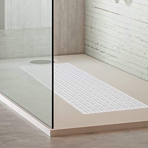 Dexi Bath Tub Shower Mat Non-Slip 16 X 39 Extra Long Bathtub Mats, Suction Cups, Drain Holes, Machine Washable Bathroom Mat, Clear #TOP6