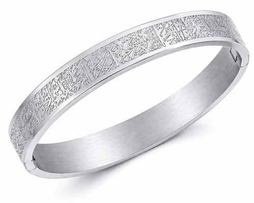 Image of Bigwheels Premium Finish Silver Plated Ayatul Kursi Engraved Islamic Arabic Calligraphy Kada Bracelet For Men & Women
