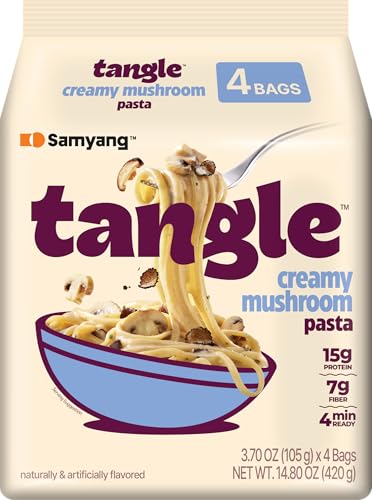 Tangle Creamy Mushroom Instant Pasta, 15g Protein Linguine, 7g Fiber 4-Pack