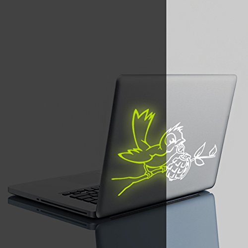 AnOL (30 x 22 cm) Banksy świecąca winylowa naklejka ścienna ptak z granatem/świecąca w ciemności wróble i bomba graffiti naklejka / luminescencyjny mural