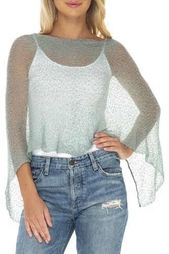 Image of SHU-SHI Womens Sheer Knit Poncho Shrug Lightweight Cover Up One Size Fits Most