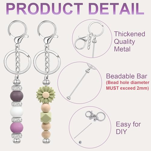 Image of 20 /40pcs Beadable Keychain Bars Bulk Blank Creative Cute Keychains Bar for Beads Purse Keychains for Women Man