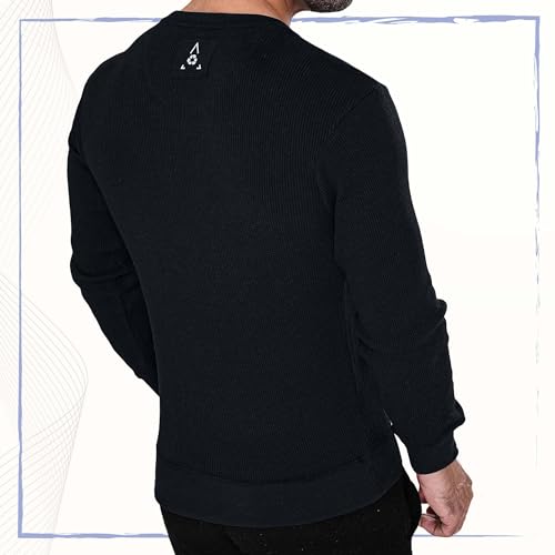Men's Long Sleeve Waffle Thermal Shirt Top, Knitted Sweater, Sweatshirt for Men3