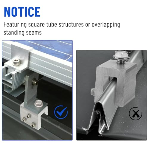 Image of 6PCS Standing Seam Roof Clamps | Metal Roof Fixing Clamp Brackets for Solar Panel Module Installation, Starlink Base, Heat Cable and Snow Guard Attachment