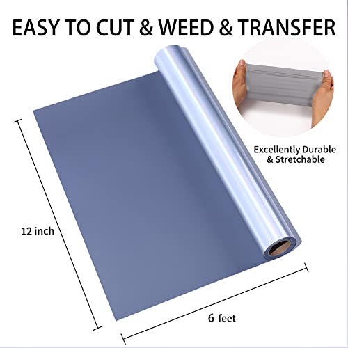 Image of Reflective HTV Reflective Heat Transfer Vinyl Silver Gray Vinyl Rolls 12Inch x 5Feet Iron on Vinyl for T-Shirts, DIY Design Totes and Bags, Easy to Cut & Weed, Silhouette Cameo & Heat Press Machine