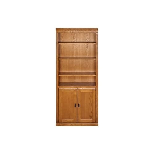 Bowery Hill Transitional Brown Oxford Wood Bookcase With Lower Doors Natural #TOP4