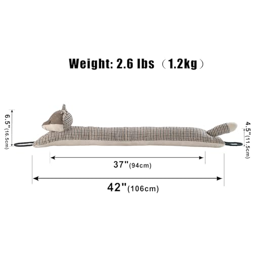Image of Marwood Under Door Draft Stopper Decorative Wind Stopper 42 inch for Door & Window, Weighted Animal Air Draft Stopper Snake Noise Blocker for Bottom of Door with Hanging Loops - Fox