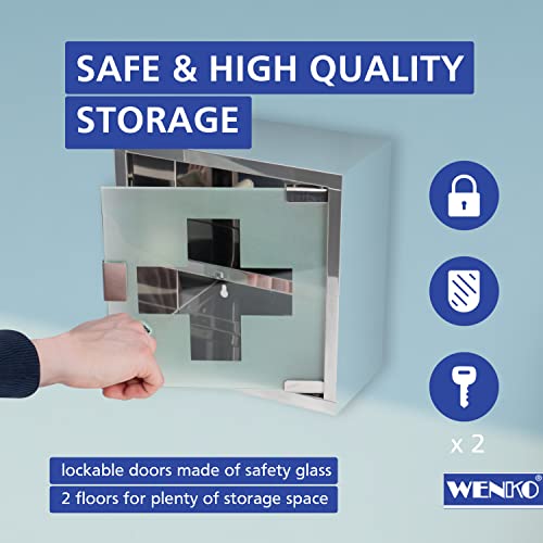 WENKO-Chest-Medicine-Cabinet-Lockable-Stainless-steel-Silver-Shiny-25-x-25-x-12-cm