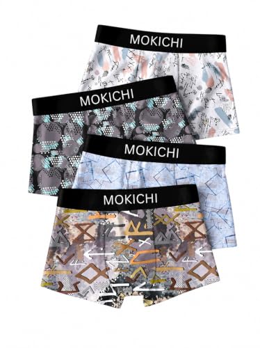 Image of Men's Printed Trunks | Boxer Brief Underwear with Broad Elastic Waistband and Contoured Pouch | Multicolour, Pack of 4