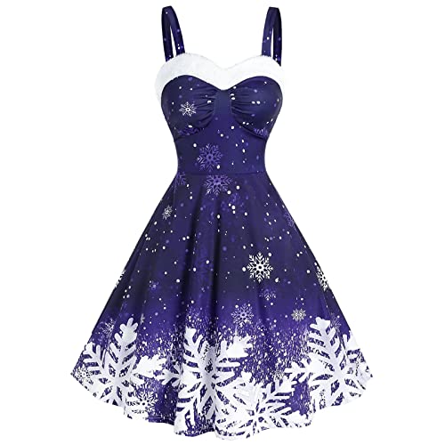 Sleeveless Dress for Women Christmas Party Flowy Dress Sexy V Neck Novelty Swing Cocktail Homecoming Dresses Purple