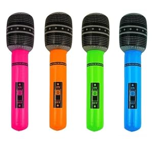 Micrófono Inflable,4pcs Micrófonos Inflables Micrófono de Juego de Simulación Inflable de los Instrumentos Musicales Accesorios de Fiesta para Retro Party Boda Cumpleaños Carnaval