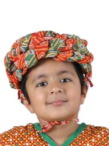 Image of BookMyCostume Kids Rajasthani Pagdi Indian Traditional Turban For Boys And Men - Multicolor