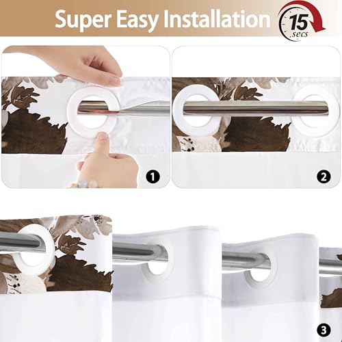 SSCRCUSLY No Hook Shower Curtain and Liner Set, Brown Floral 71x77 by SSCRCUSLY - Used condition - Image 3
