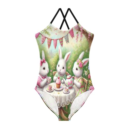 Rabbit Tea Party Bathing Suits for Girls Swimsuit Swimsuits One Piece Summer Beach Swimwear