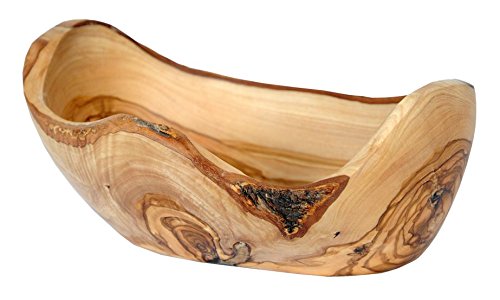 Natural Cookware - Olive Wood Rustic Fruit Bowl - Boat Shaped - 22cm