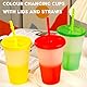 ALINK 9 Stück Becher Tasse Trinkbecher mit Strohhalm & Deckel - 480ml Farbwechselbecher Mehrweg Plastikbecher Kinder Tasse Cup Travel Mug Tumbler Eiskaffee Kaltes Trinken Smoothie Saft