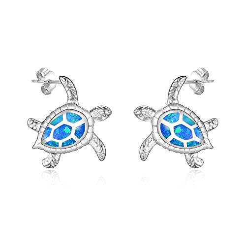 WINNICACA Schildkröte Ohrringe Sterling Silber Erstellt Blau...