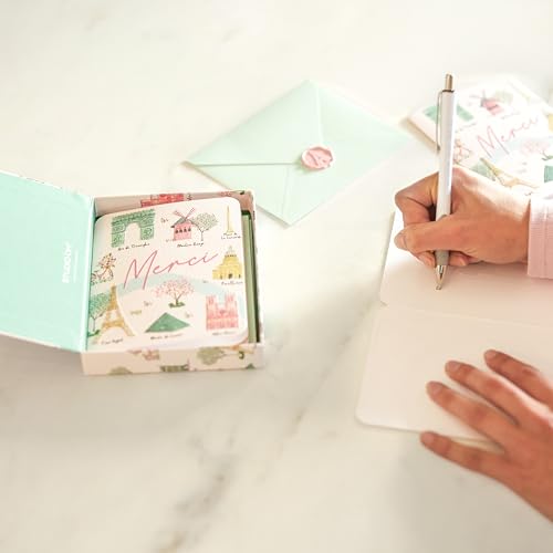 Image of Studio Oh! Blank Note Cards with Envelopes and Wax Seals, Boxed Stationery Set, Embossed All Occasion Cards for Thank You Notes, Letters, Gifts and Keepsakes, Sights of Paris
