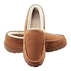 Lulex Moccasins for Men House Slippers Indoor Outdoor Plush Mens Bedroom Shoes with Hard Sole Beige 10.5 M US