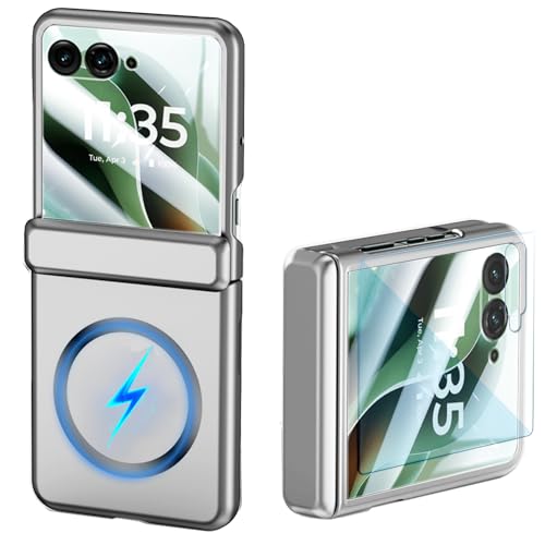 Coque Motorola Razr 70 Ultra anti rayure avec protection écran intégrée argenté