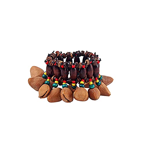 Alnicov African Tribal Style Nuts Shell Bracelet Handbell for Djembe African Drum Conga Percussion Accessories