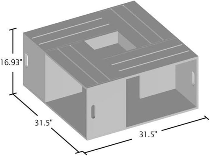 BOWERY HILL Square Modern Wood Coffee Table, Espresso Finish, 31.5" W x 31.5" D x 16.93" H, 4-Shelf Faux Crate Style with Slatted Top, Distressed Design, Living Room Functional Storage Table