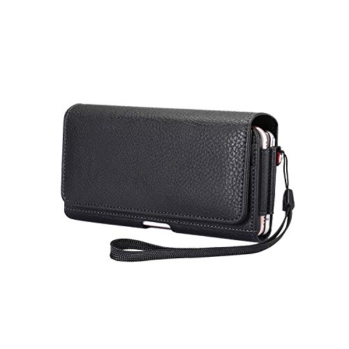 Funda universal de cuero para teléfono compatible con Samsung S25, S24, S23, S22 Plus, riñonera de pared de doble capa compatible con iPhone 11 Pro Max, XS Max, 8, 7, 6 Plus