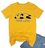 YITAN Women Graphic Tees Cute T Shirts Yellow Small