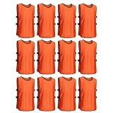 Lot de 12 Chasubles de Football pour Adultes et Jeunes, Chasuble Football, Gilet Sport Adu...