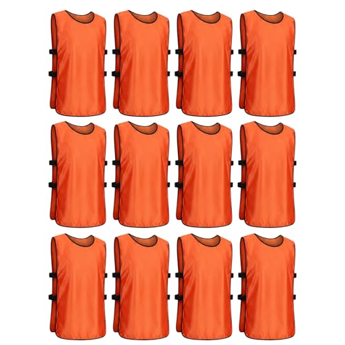 Chasuble football respirant lot de 12 gilets d'entraînement légers en orange