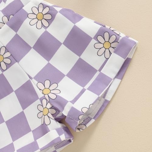 Image of Ayalinggo Toddler Baby Girl Sunflower Print Overalls Shorts with Pocket Suspender Trousers Cute Summer Clothing Outfit